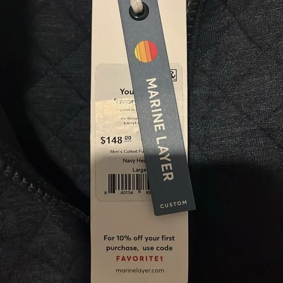 Marine Layer Corbet Full Zip Jacket Navy Heather, NWT - Picture 5 of 7